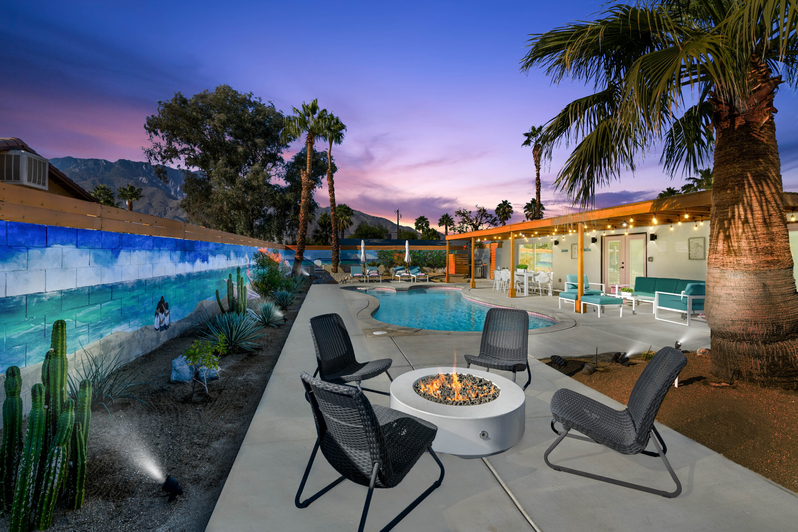 Fire Pit outside our Luxury Vacation Rentals in Palm Springs